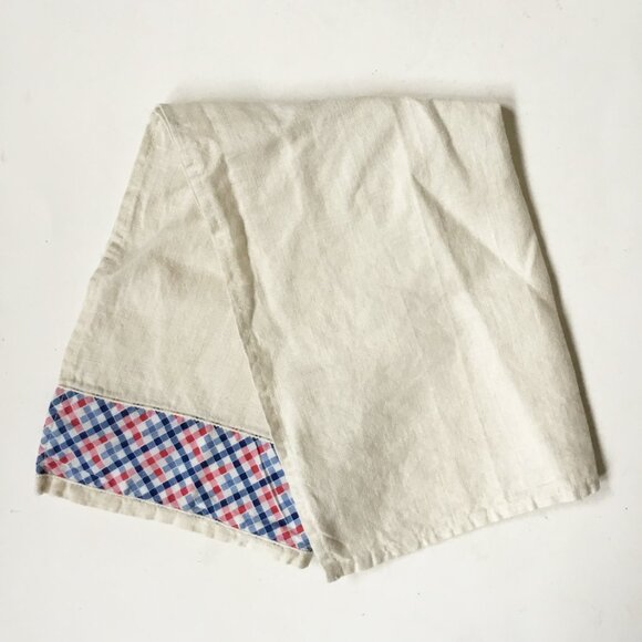 Vintage Linen Red & Blue Checked Plaid Kitchen Tea Towel - Picture 2 of 4